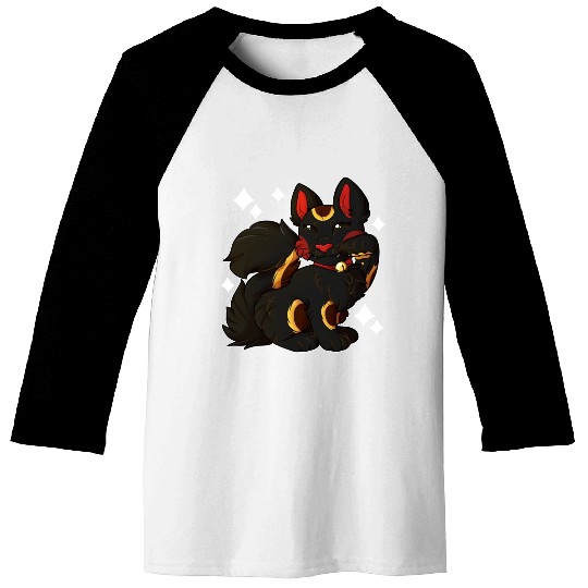 Maneki Neko Black Baseball Tees