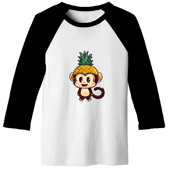 Tropical monkey with pineapple helmet Baseball Tees