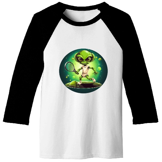 Strong Alien Tennis Player at Sunset Baseball Tees