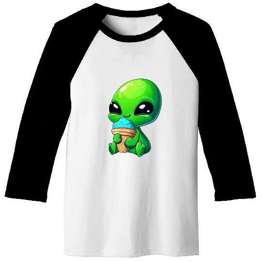 Alien Extraterrestrial Ice Blue Green Baseball Tees