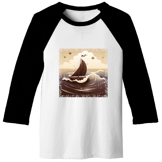 Chocolate Brown Dinghy on Rough Seas Baseball Tees