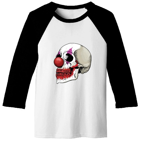 Laughing Clown Skull Fate Until Death Baseball Tees