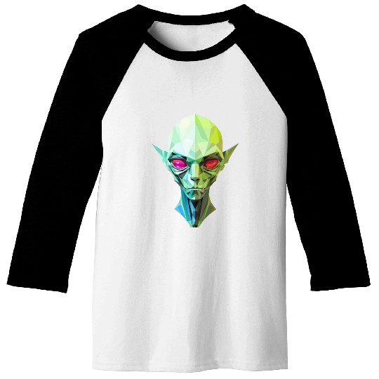 Polygonal Alien: Portrait with Red Eyes Baseball Tees