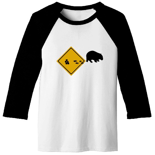 Wombat Poop Cubes Road Sign Baseball Tees