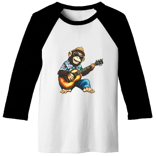 Aloha monkey with guitar Baseball Tees
