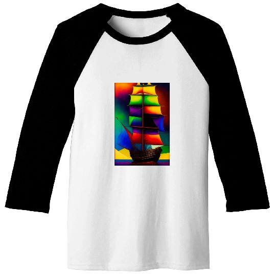 Colorfull Ship Painting Baseball Tees