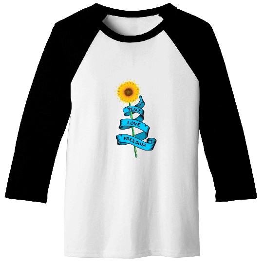 Sunflower Peace love freedom Baseball Tees
