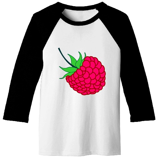 Raspberry red with green leaves Baseball Tees