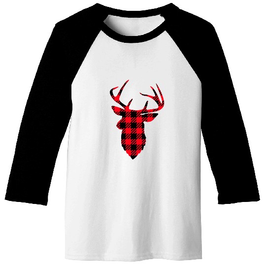 Deer Head Buffalo Plaid Baseball Tees