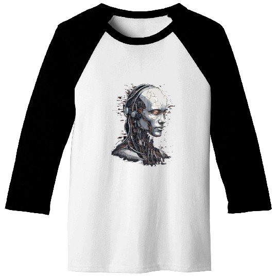 Ai Robot face Baseball Tees