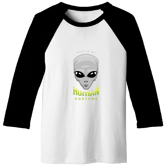 Alien Human Costume Funny Lazy Creepy Halloween Baseball Tees