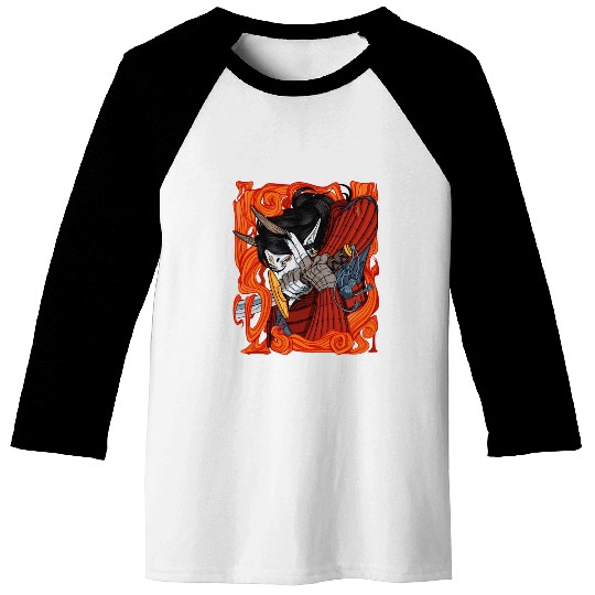 Samurai Demon Warrior Baseball Tees