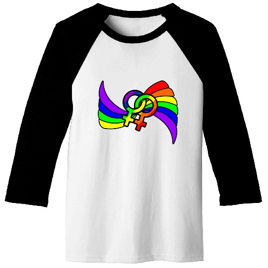 Gender lesbians logo in rainbow colors Baseball Tees
