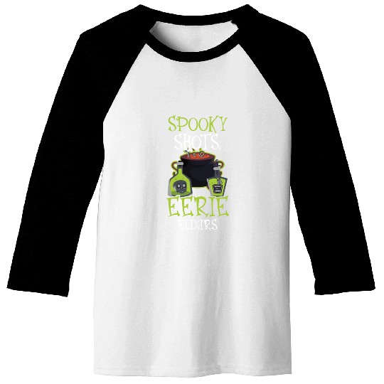 Spooky Shots Eerie Elixirs Bartender Halloween Baseball Tees