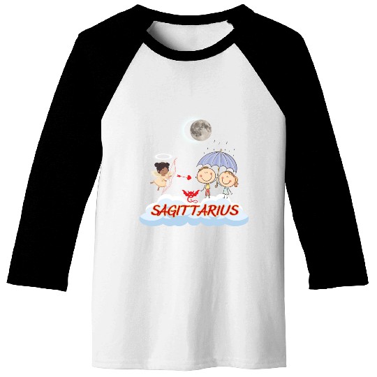 Zodiac Sign Sagittarius Astrology Angel & Bow Baseball Tees