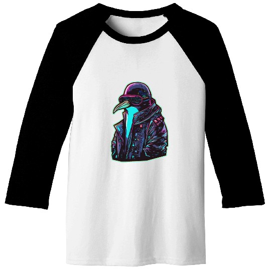 Cyberpunk Penguin Baseball Tees