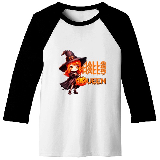 Hallo Queen Redhead Witch Baseball Tees