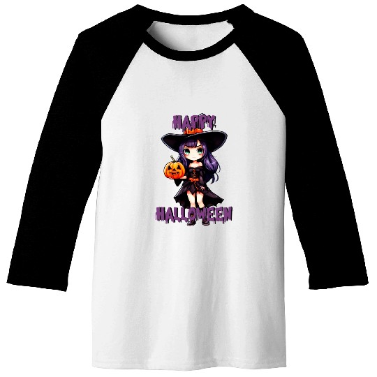 Happy Halloween purple witch Baseball Tees