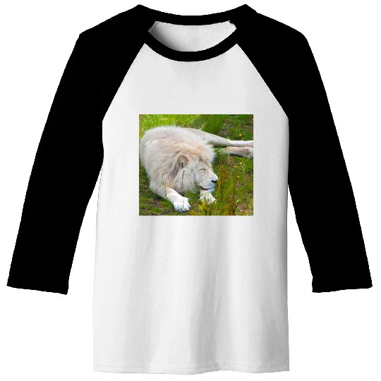 Slumbering Ivory King South African White Lion Baseball Tees