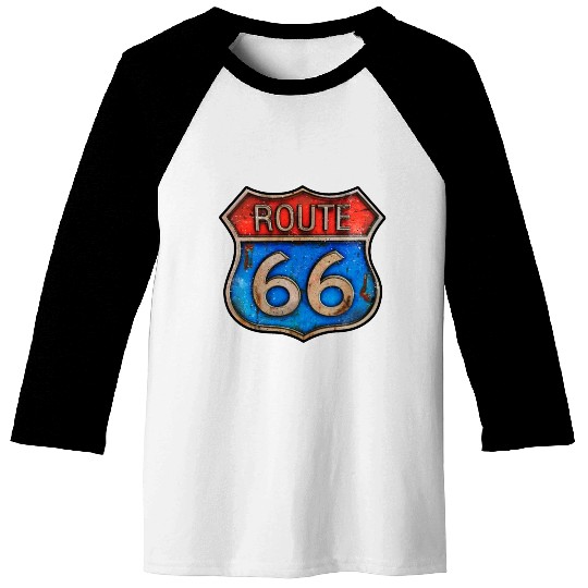 Route 66 vintage sign - Rusty metal Baseball Tees