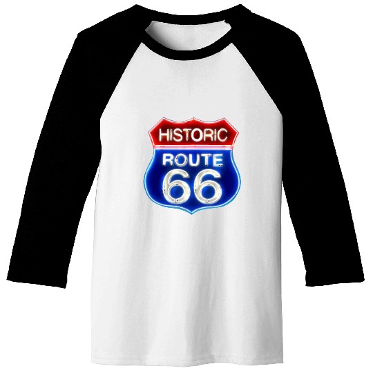 Route 66 neon sign Baseball Tees