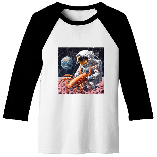 Astronaut in space with shrimp Baseball Tees