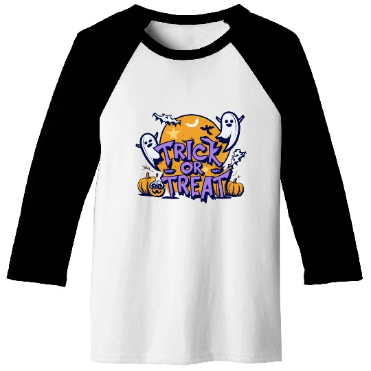 Trick or Treat Design Halloween Baseball Tees Baseball Tees Tees