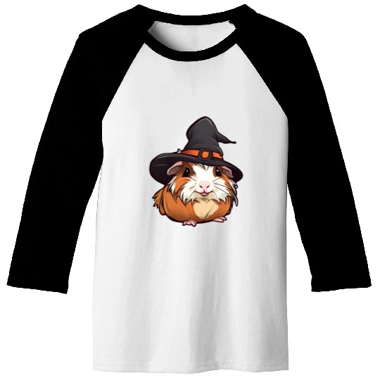 Cute Halloween guinea pig with a witch hat. Baseball Tees