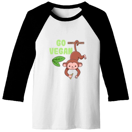 Monkey Design for proud Vegans Baseball Tees