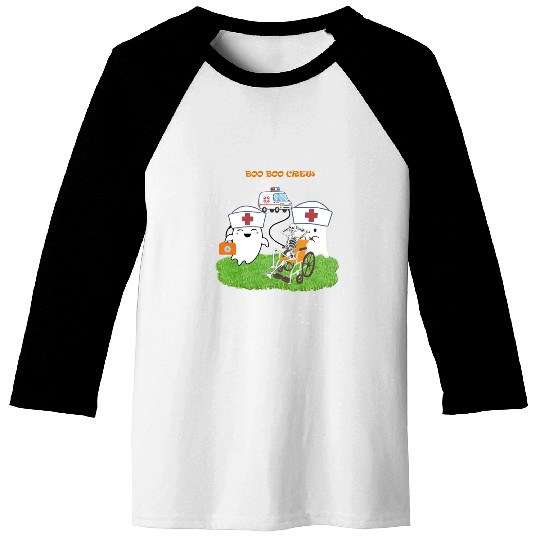 Funny Halloween Boo Boo Crew Ghost Nurse Baseball Tees