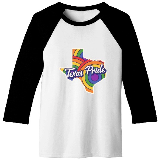 Rainbow Map Texas Design for proud LGBT+ Texans Baseball Tees