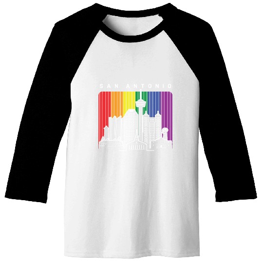 San Antonio Texas Rainbow Flag LGBTQAI Pride Baseball Tees