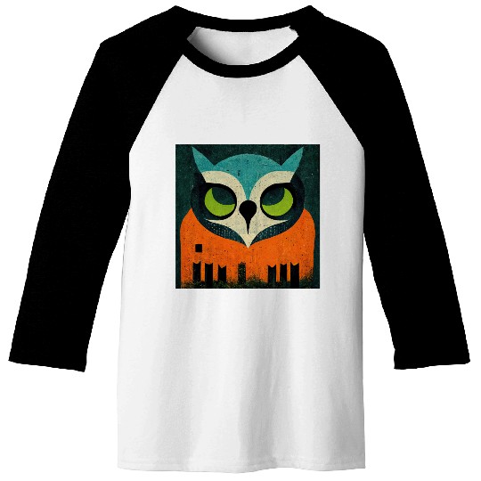 Mod Owl: Teal-Headed Owl Baseball Tees