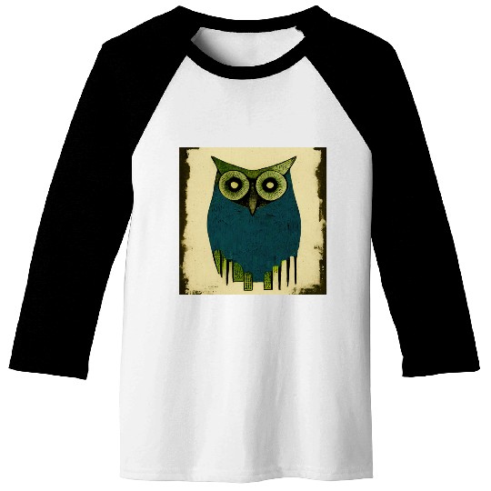 Mod Owl: Woodcut Owl Baseball Tees