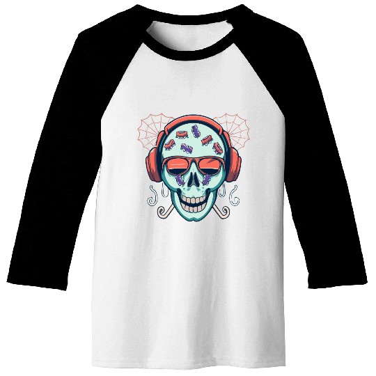 Skull Candy Halloween For Music Baseball Tees