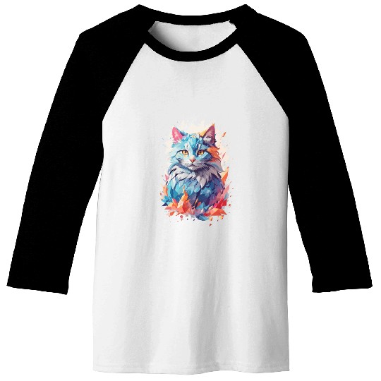 Cute Crystal Fantasy Cat Design Baseball Tees