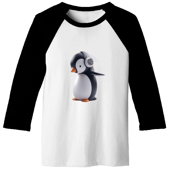 Music Loving Penguin Baseball Tees