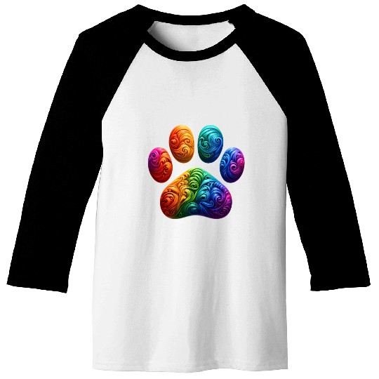 Colorful Paw Prints Edition Baseball Tees