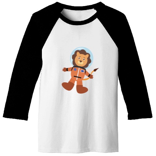 Lion In Space Suit Baseball Tees