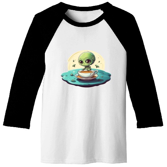 green alien coffee coffee drinker Baseball Tees