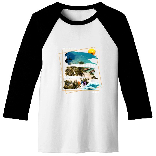 West Coast Los Angeles California Beach Baseball Tees