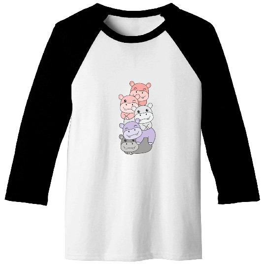 Cupioromantic Flag Pride Lgbtq Cute Hippo Baseball Tees