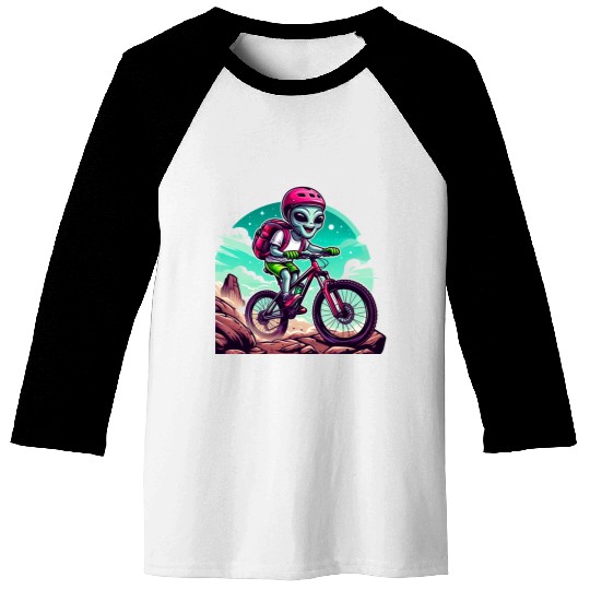 MTB alien race on mountain bike Baseball Tees