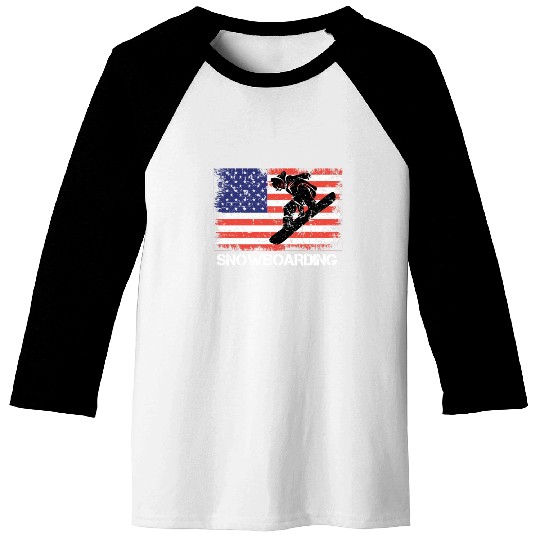 America Snowboarding Stars and Stripes Snowboard Baseball Tees