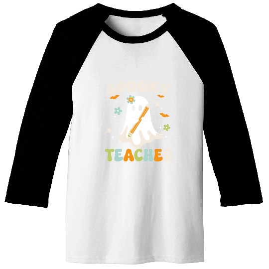 Spooky Teacher Halloween Spooky Ghost Baseball Tees