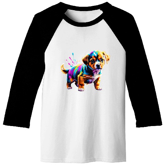 Cute Puppy Made of Liquid Colours Baseball Tees