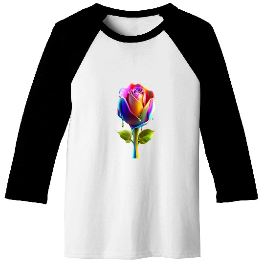 3d Rose with running colors Baseball Tees