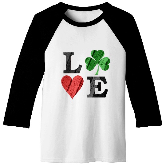 St Patrick s Day Love With Heart And Shamrock Baseball Tees