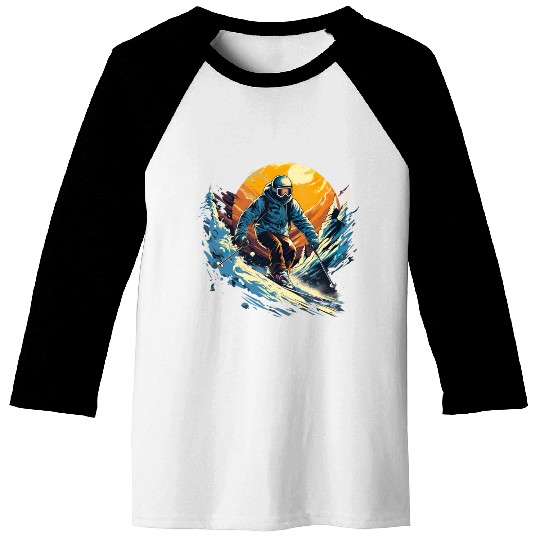 Skiing Off Piste Winter Fun for a Skiers Baseball Tees