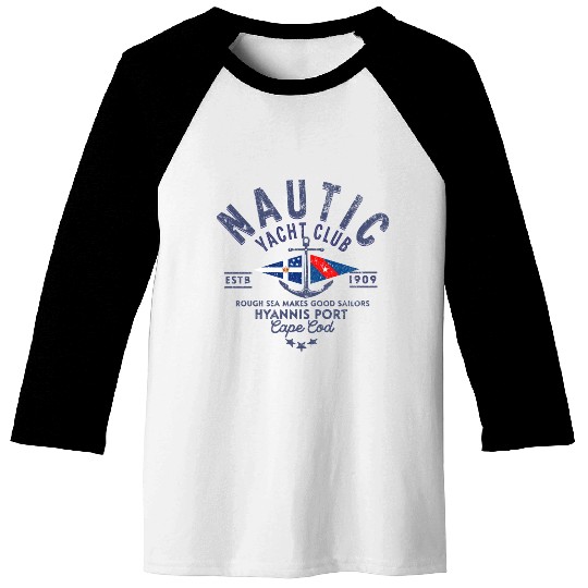 Nautic Yacht Club Emblem Design Baseball Tees